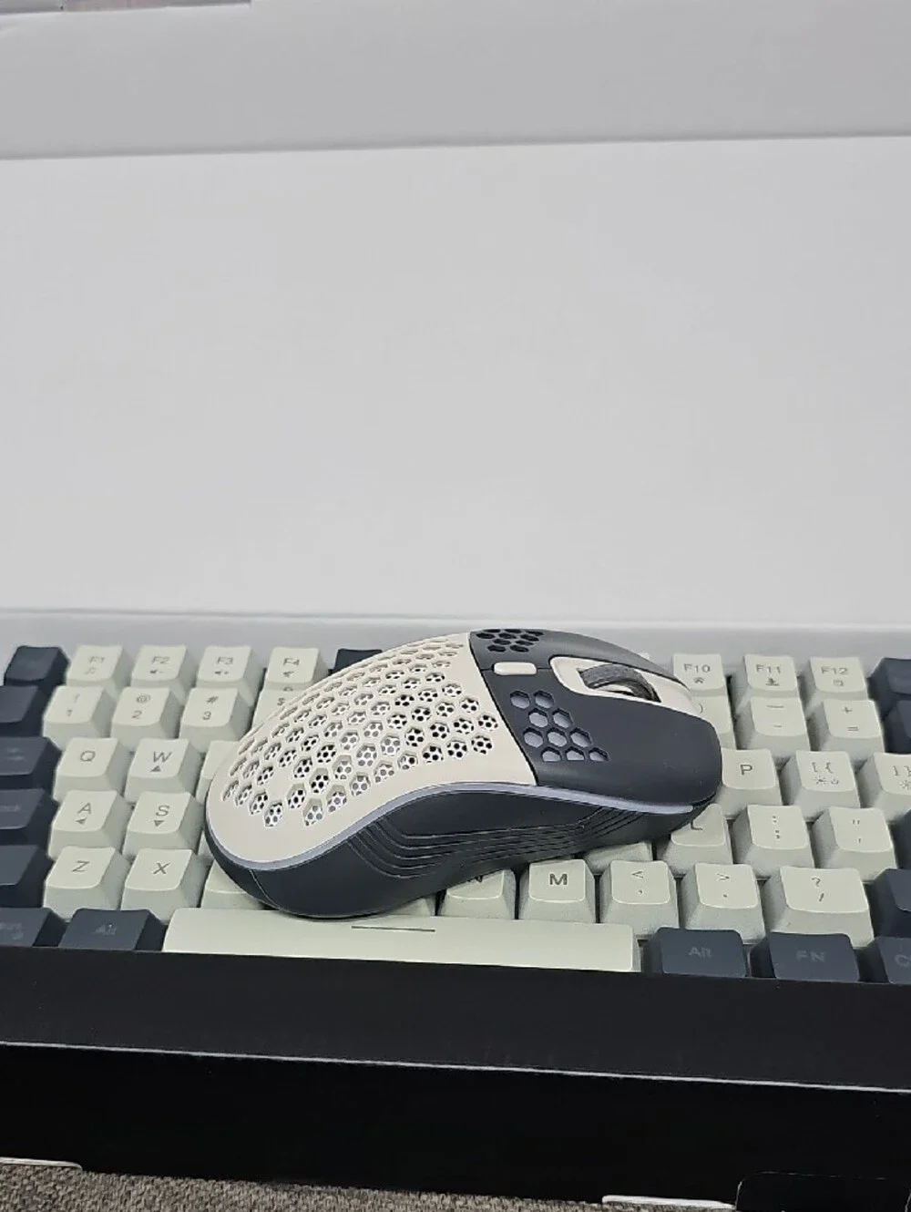 Compact Mechanical Keyboard and Gaming Mouse Combo - Cream & Dark Gray